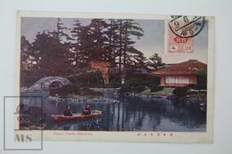 Old 1920's Japan Postcard - Asano's Garden Hiroshima - Boat On The Lake - Posted - Hiroshima