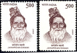 FAMOUS PEOPLE-SAGES & SAINTS-JANARDAN SWAMY-ERROR-COLOR VARIETY-INDIA-FU-GW--H1-259 - Errors, Freaks & Oddities (EFO)