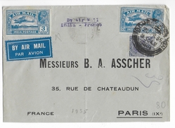 INDIA - 1935 - ENVELOPPE AIRMAIL De BOMBAY => PARIS - 1911-35 Roi Georges V