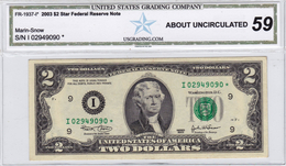 USA 2 $ DOLLARS 2003 STAR NOTE AU 59  (free Shiping Via Registered Air Mail) - Federal Reserve (1928-...)