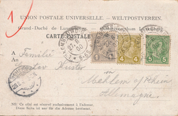 Carte Union Postale Universelle CaD Luxembourg 5,4&1c - 1895 Adolphe De Profil
