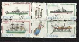 ITALIA REPUBBLICA ITALY REPUBLIC 1980 NAVI ITALIANE COSTRUZIONI NAVALI BLOCCO BLOCK USATO USED OBLITERE' - Blocks & Sheetlets