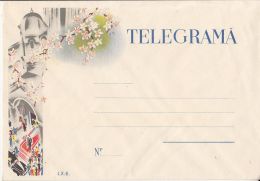 CELEBRATION, MARRIAGE, WEDDING, BRIDE AND GROOM, CHURCH, CAR, TELEGRAMME COVER, UNUSED, ROMANIA - Telégrafos