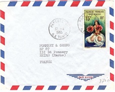 COL-L58 - POLYNESIE PA 7 Danseuse Tahitienne Sur Lettre Par Avion De Papeete Pour Reims - Briefe U. Dokumente