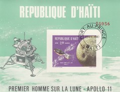 REPUBLIQUE D'HAÏTI- BLOC PREMIER HOMME SUR LA LUNE APOLLO 11  / OBLITERATION PORT AU PRINCE OCT 69   / 6626 - North  America