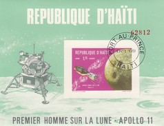 REPUBLIQUE D'HAÏTI- BLOC PREMIER HOMME SUR LA LUNE APOLLO 11  / OBLITERATION PORT AU PRINCE OCT 69   / 6626 - North  America