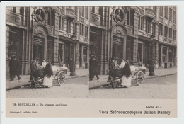 BRUXELLES - BELGIQUE - CARTE STEREOSCOPIQUE - UN ATTELAGE DE CHIEN - Vervoer (openbaar)