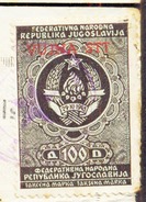 ITALIA - SLOVENIA - JUGOSLAVIA - REVENUE Ovpt. VUJNA  STT On Registro Nascita - ŠMARJE - 1953 - Steuermarken