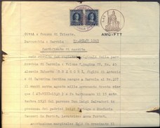 ITALIA - REVENUE Ovpt. On NASCITA - BARCOLA TRIESTE - 1949 - Revenue Stamps