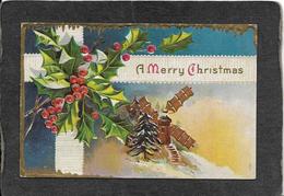 Xmas Wreath And Cross "A Merry Christmas" - Ellen Clapsaddle Antique Wolf & Co.postcard - Clapsaddle