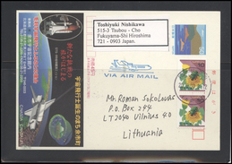 JAPAN Postal History Post Card JP 001 Space Exploration Air Mail - Brieven En Documenten