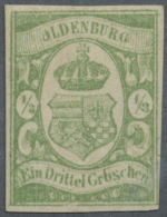 Oldenburg - Marken Und Briefe: 1861, 1/3 Gr. Dunkelgelblichgrün, Ungebraucht Mit Gummi (wohl Neugummi), Farbfrische - Oldenbourg