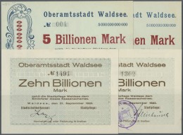 Deutschland - Notgeld - Württemberg: Waldsee, Oberamtsstadt, 2 (2), 5 (2) Mio. Mark, 26.8.1923; 20 (4, Dabei Druckb - Lokale Ausgaben