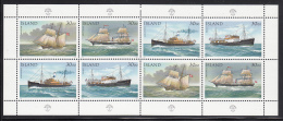 Iceland MNH 1991 Sheet Of 8 4 Different Ships - Blocks & Sheetlets