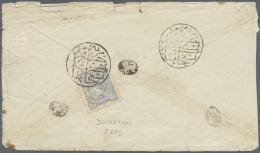 Iran: 1875-1910, Classic Envelopes Showing Good Frankings And Fine Cancellations, Four Postal Stationery Envelopes Used, - Iran