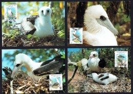 1990  Christmas Is- Abbott's Booby (Bird)   Set Of 4  On WWF  Maximum Cards - Fiji (1970-...)