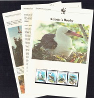 1990  Christmas Is- Abbott's Booby (Bird)   Set Of 4  MNH On WWF Illustrated Description Sheets - Fiji (1970-...)