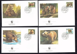 1988  Yugoslavia  Brown Bear    Set Of 4  On WWF FDCs - FDC