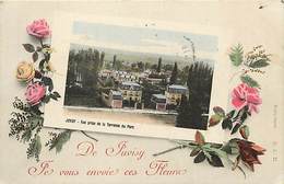 - Essonne - Ref-A614 - Juvisy Sur Orge - Souvenir De .. - Vue Generale - Cadre Fleurs - Carte Colorisee Bon Etat - - Juvisy-sur-Orge