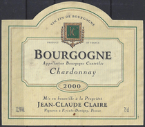 ETIQUETTE BOURGOGNE CHARDONNAY 2000 - Jean-Claude Claire à Demigny - Bourgogne