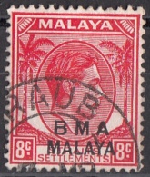 Malaya 1945 George VI Overprint B.M.A. 8c Used - Malaya (British Military Administration)