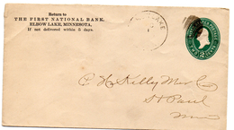 Sobre Entero Postal Con Matasellos De Elbow Lake. 1881 - ...-1900