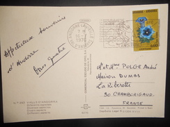 Andorre Français , Carte D Andorre La Vielle 1976 Pour Chamborigaud - Brieven En Documenten