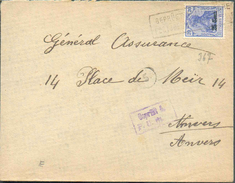 OC N°31 - 25 Cent. Annulé Par La Griffe Geprüft Militarische Postüberwachungsstelle Sur Lettre D'Habay-la-Neuve Vers Anv - OC26/37 Territoire Des Etapes