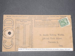 CANADA - Enveloppe D' Envoi De Travellers Chèques Pour Toronto En 1928 - L 8140 - Brieven En Documenten