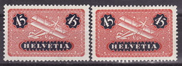 SWITZERLAND 1923 AIRMAIL Mi 183x TWO COLORS - LIGHT,DARK  MH* - Ungebraucht