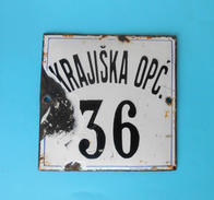 KRAJISKA OPC. 36 Vintage Enamel Porcelain Sign By Derencin, Susak - Croatia ( Yugoslav Kingdom ) PLAQUE ANCIENNE EMAILLE - Tobacco