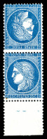 ** N°60Ab, 25c Bleu En Paire Tête-bêche Bord De Feuille (1ex*), Très Frais. SUPERBE... - 1871-1875 Ceres