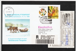 KTM110 UNO WIEN 1996 RECO RENNTIERSCHLITTENPOST SCHLOSS SCHÖNBRUNN Mit EINSCHREIBZETTEL SELTEN ANGEBOTEN - Cartas & Documentos