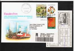 KTM117 UNO WIEN 1996 RECO SONDERPOSTBEFÖRDERUNG Mit EISENBAHN BAHNHOF PRATERSTERN Mit EINSCHREIBZETTEL SELTEN ANGEBOTEN - Cartas & Documentos