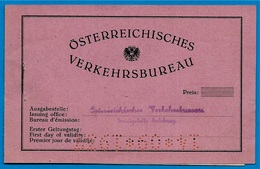 Ticket Carnet Voyage Train OSTERREICHISCHES VERKEHRSBUREAU Autriche Salzburg Zoll Italie - Europe