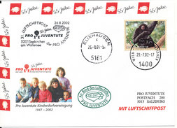 Austria UN Vienna AIRSHIP MAIL Pro Juventute Number 31 Wien 26-8-2002 And Seekirchen 26-8-2002 With More Postmarks - Emisiones Comunes New York/Ginebra/Vienna