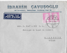 Letter Of Istanbul To Switzerland → IBRAHIM CAVUSOGLU, With Par Avion, Nice Stamps 1948 - Lettres & Documents