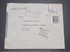 ESPAGNE - Enveloppe De Las Palma Par Avion Pour Oran En 1938 Avec Censure , Affranchissement Plaisant - L 8384 - Marques De Censures Républicaines