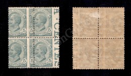 1906 - 5 Cent Leoni (81na - Varietà) - Quartina Con Dentellatura Verticale Molto Spostata A Destra E Sul... - Autres & Non Classés