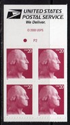 USA 2001-3 George Washington 20c Definitive Booklet Pane Of 4, MNH (SG 3941) - Neufs