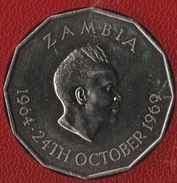 ZAMBIA 50 NGWEE 1969 FAO KM# 14  Kenneth Kaunda 1964 · 24TH OCTOBER 1969 - Zambia