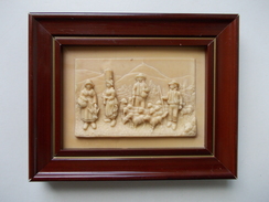 - Ancien Tableau. Bas Relief En Calcaire Pétrifié. Berger Et Ses Moutons - - Sonstige & Ohne Zuordnung