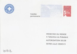 D1312 Entier / Stationery / PSE - PAP Réponse Luquet : Médecins Du Monde -agrément N° 0301881 - PAP: Ristampa/Luquet