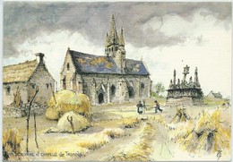 Saint-Jean-Trolimon-Calvaire Et Chapelle De Tronöen-Aquarelle Originale De Robert Lépine (Légère Pliure Haut Au Centre) - Saint-Jean-Trolimon