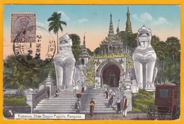 1926 - CP De Rangoon, Birmanie Vers Berlin, Allemagne - Affrt 1 Anna Inde Anglaise - Vue Pagode Shive Dagon - Birmania (...-1947)