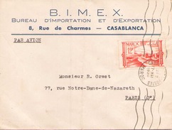 Maroc Enveloppe à En Tete BIMEX Du 7 Mai 1948 De Casablanca Pour Paris - Brieven En Documenten