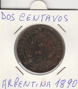 DOS CENTAVOS 1890 - MONETA ARGENTINA - LEGGI - Amérique Centrale