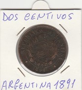 DOS CENTAVOS 1891 - MONETA ARGENTINA - LEGGI - Amérique Centrale