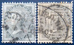 BRITISH INDIA 1856 4as Queen Victoria TWO SHADES Used UNWATERMARKED - 1858-79 Crown Colony