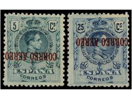 * ESPAÑA. Ed.292, 294hi. 5 Cts. Verde Y 25 Cts. Azul, HABILITACIÓN INVERTIDA. ... - Other & Unclassified